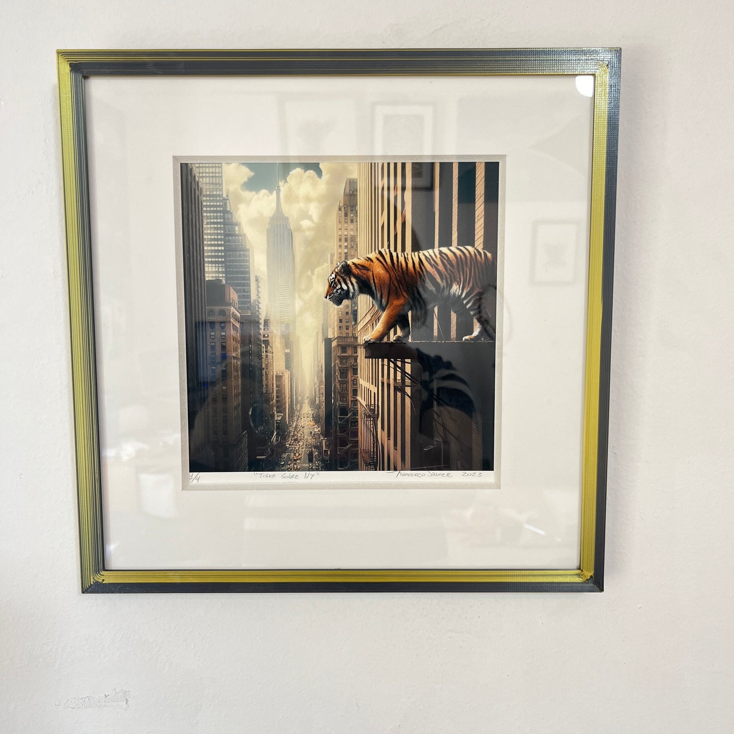 "Tiger over NY" Giclée   Formato AEOW. 19 x 19 cm