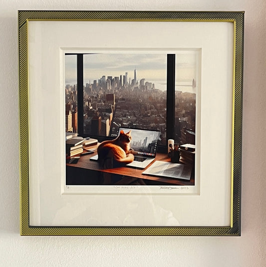 "Cat over NY" Giclée  Serie 4 uniques - 7.5 x 7.5 In / 19 x 19 cms